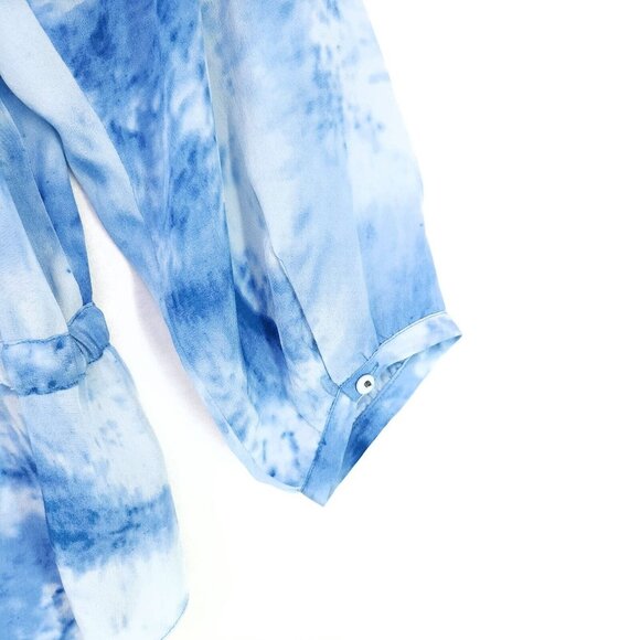 Rebecca Taylor 100% Silk Button Up Blouse Women's Top Size 8 Drawstring Belt - Picture 7 of 12